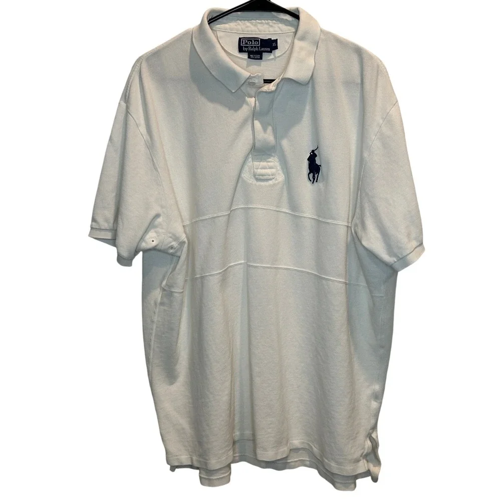 Polo by Ralph Lauren Mens XL Rugby Shirt Vented White Big Pony Logo 100%‎ Cotton